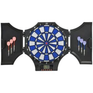 Elektronisk dartskive, 31 spil og 285 programmer, til 8 spillere, 2 døre, 6 dart, lyd, sort, 83 x 45 x 4 cm
