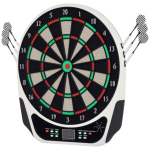 Elektronisk dartskive med stemmemeddelelser, LED-displays, 6 pile, 24 pilhoveder, 18 spil, 159 variationer, dartmaskine, dartskivesæt til op til 8 spillere