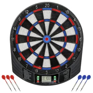 Elektronisk dartskive til 1-8 spillere, LCD-display, 6 dartsæt, flerfarvet